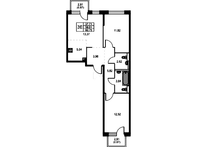 2-комнатная квартира 60.75 м², 11/24 эт., ЖК «Живи! В Рыбацком»
